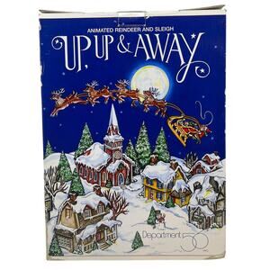 Department 56 Up, Up & Away Animated Reindeer and Santa's Sleigh 1996